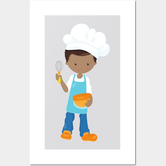 African American Boy, Baking, Baker, Pastry Chef Wall Art by Jelena Dunčević